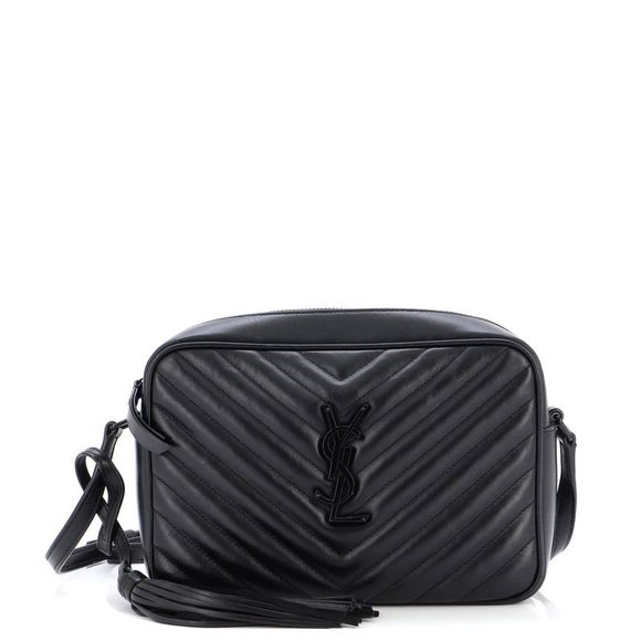 Saint Laurent Handbags - Saint Laurent Lou Camera Bag Matelasse Chevron Leather Small Black